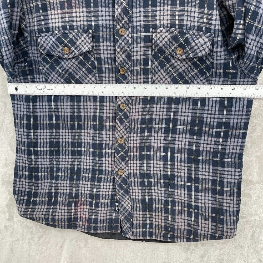 Levi's Blue Plaid Quilted Shacket Heavy Flannel Shirt Grunge Distressed - Picture 12 of 13